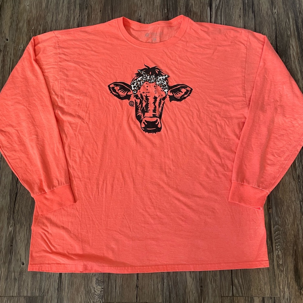 Girlie Girl Originals Cow Graphic Long Sleeve Shirt